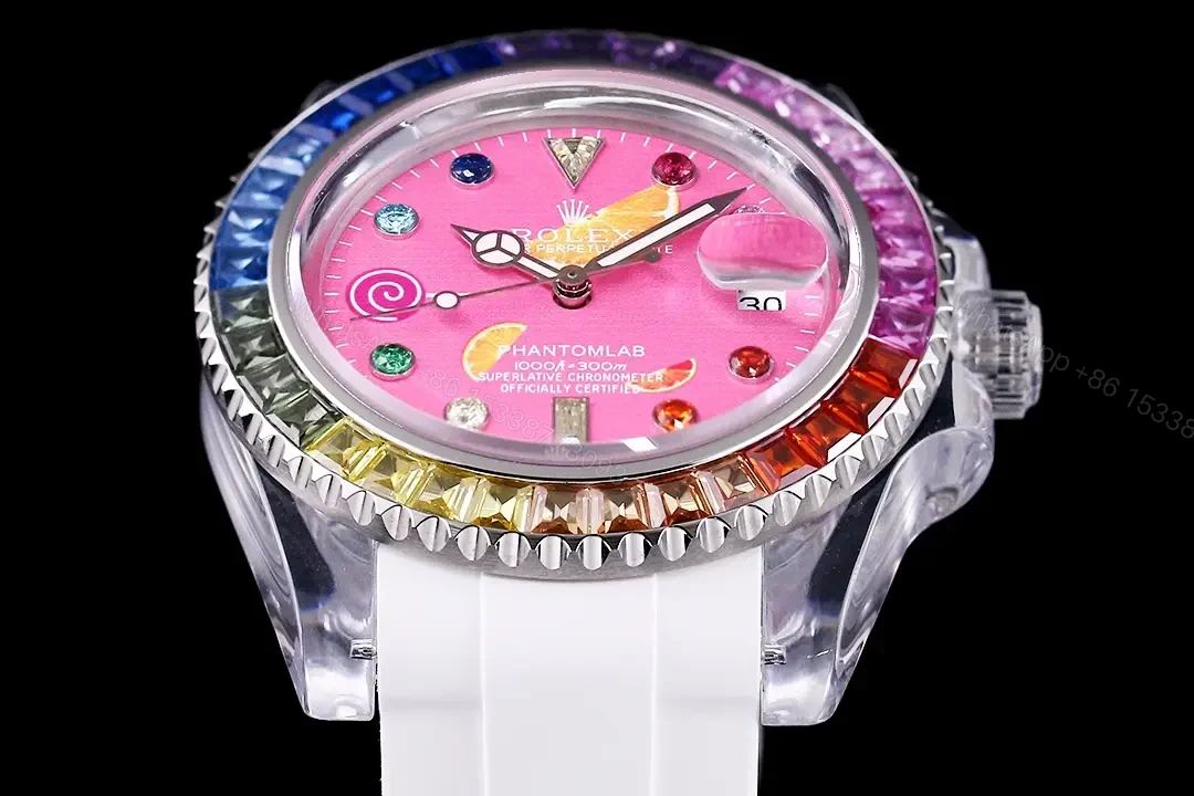 View 3 of Rolex Submariner Pink Rainbow Crystal Edition 40mm RG-SUB-PINK-RAINBOW-CRYSTAL