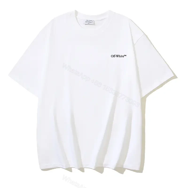 View 9 of White Cotton Oversized Tee with Off-White Logo Short Sleeve T-Shirt