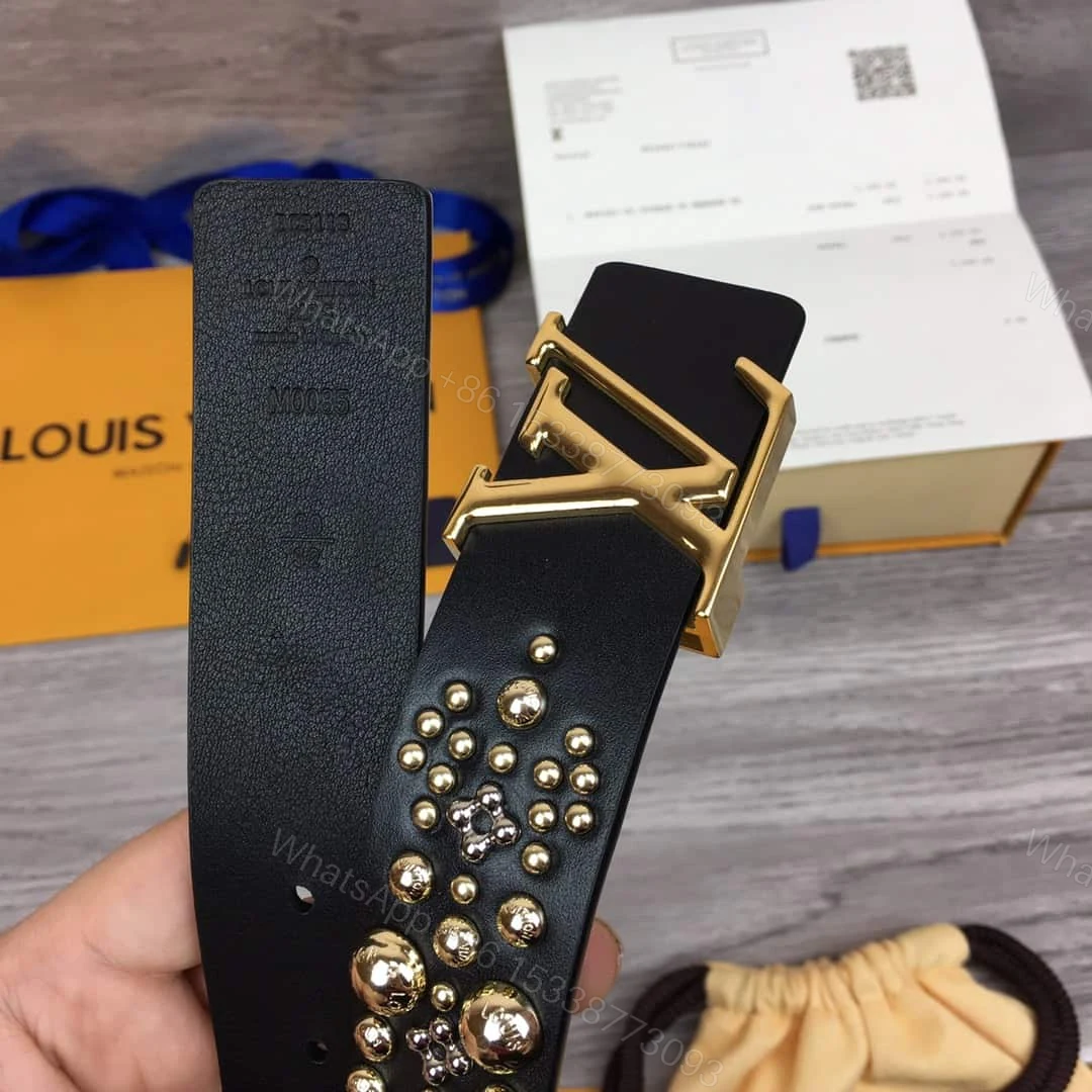 View 7 of LOUIS VUITTON CALF LEATHER LV ICONIC 35MM BELT – B122