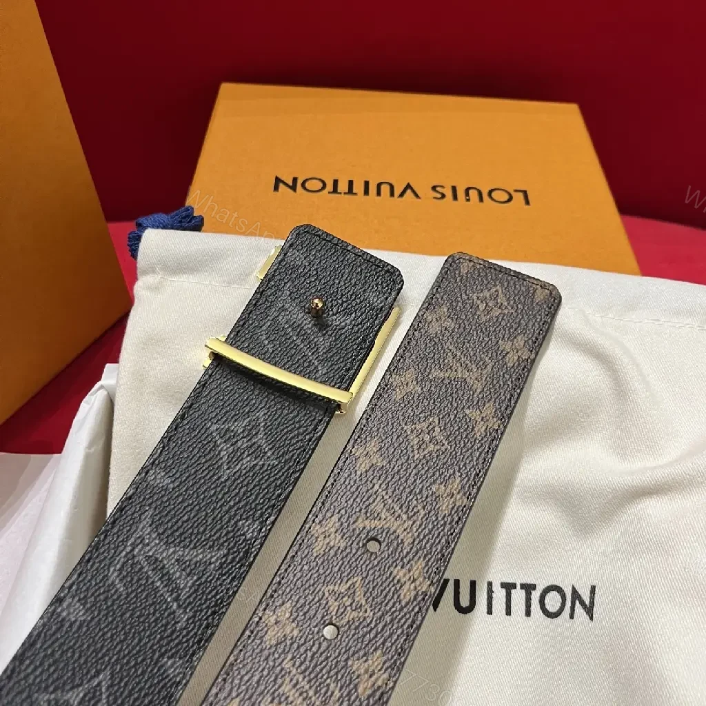 View 4 of Lux Monogram Belt with Gold Buckle – Premium Canvas Accessory