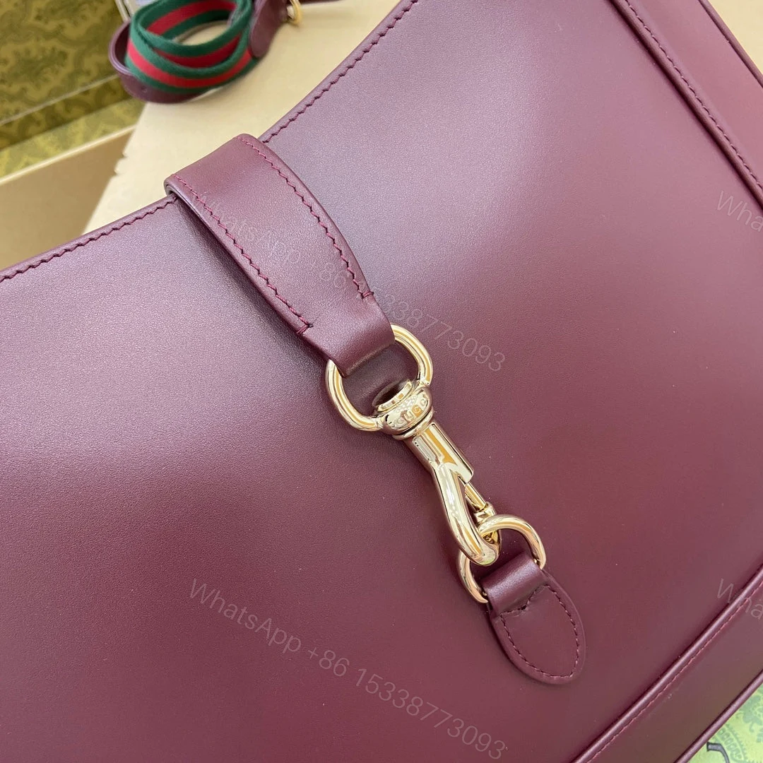 View 5 of JACKIE MEDIUM SHOULDER BAG 35 IN WINE RED CALFSKIN GOLD HARDWARE