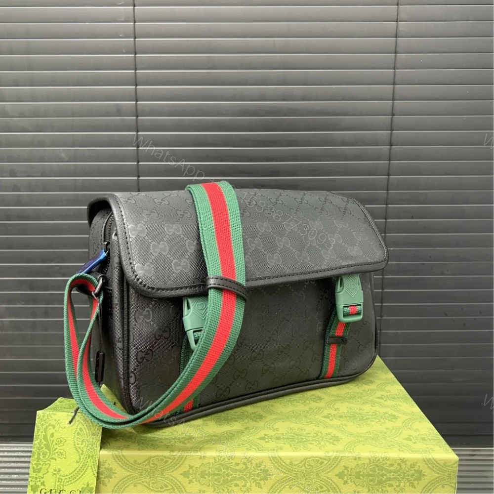 View 2 of GUCCI GG SUPREME CANVAS SMALL MESSENGER BAG BLACK 23CM