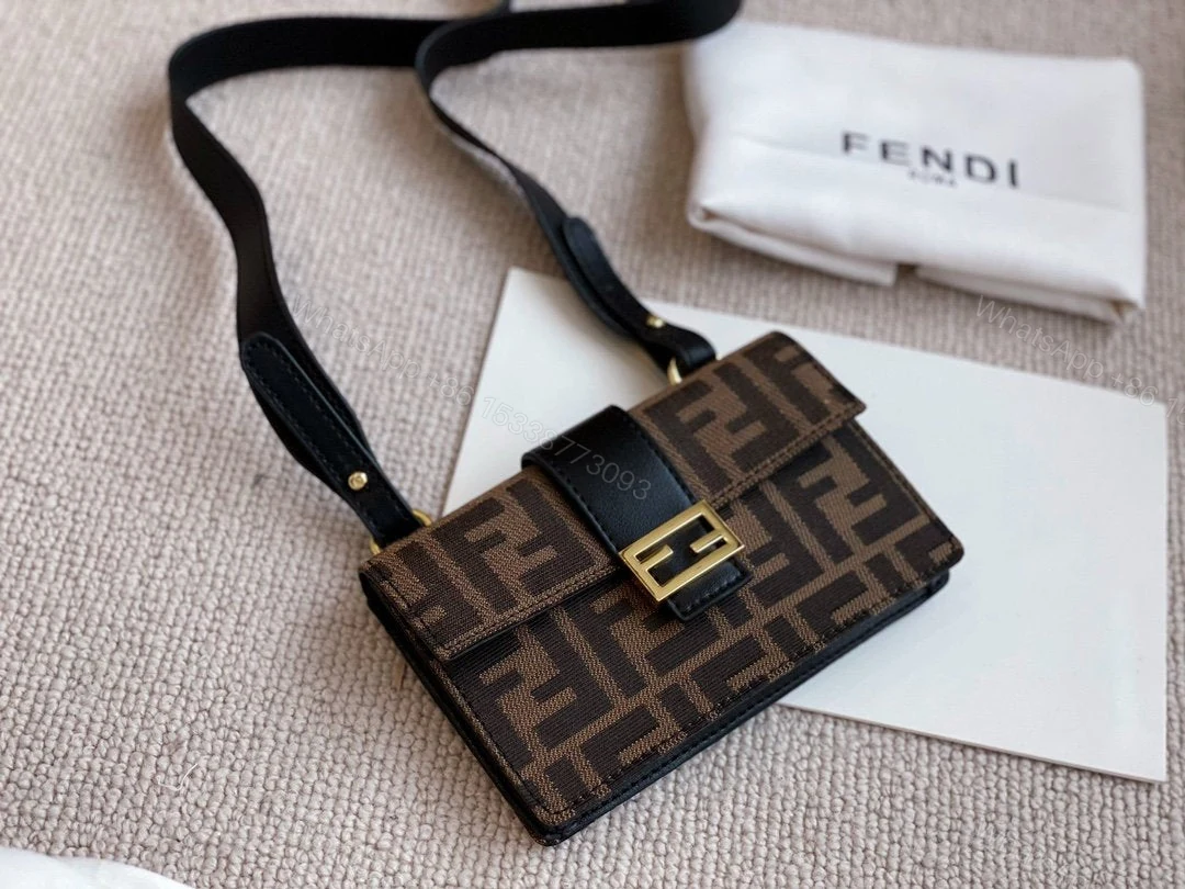 View 7 of Fendi Mini Baguette Brown Fabric Bag