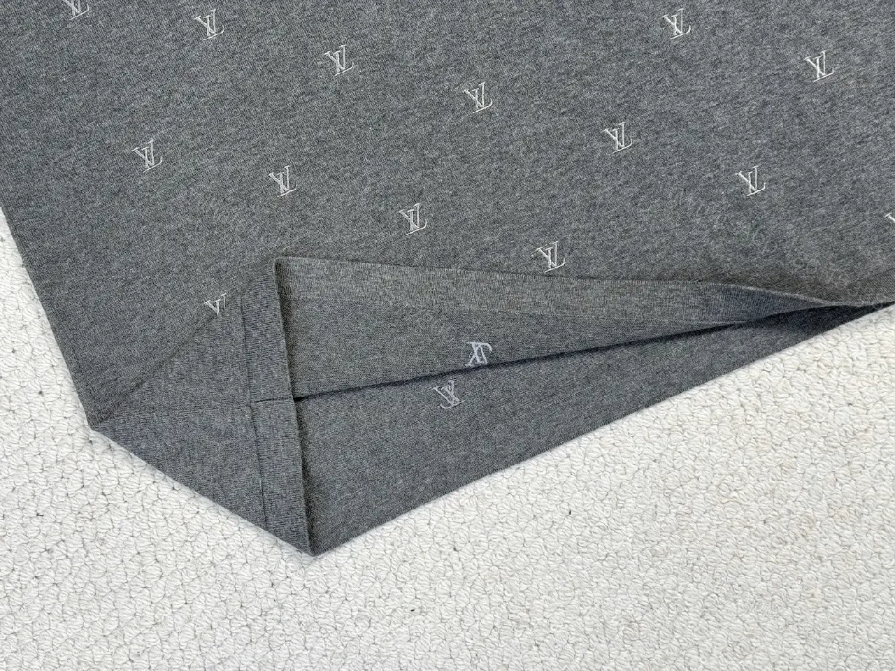 View 6 of Charcoal Knit Crewneck Sweater: Subtle Logo Texture, All-Season Comfort