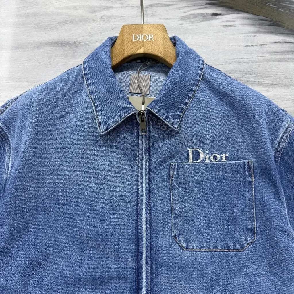 View 2 of Denim Zip-Front Jacket with Signature Diorsport Pocket