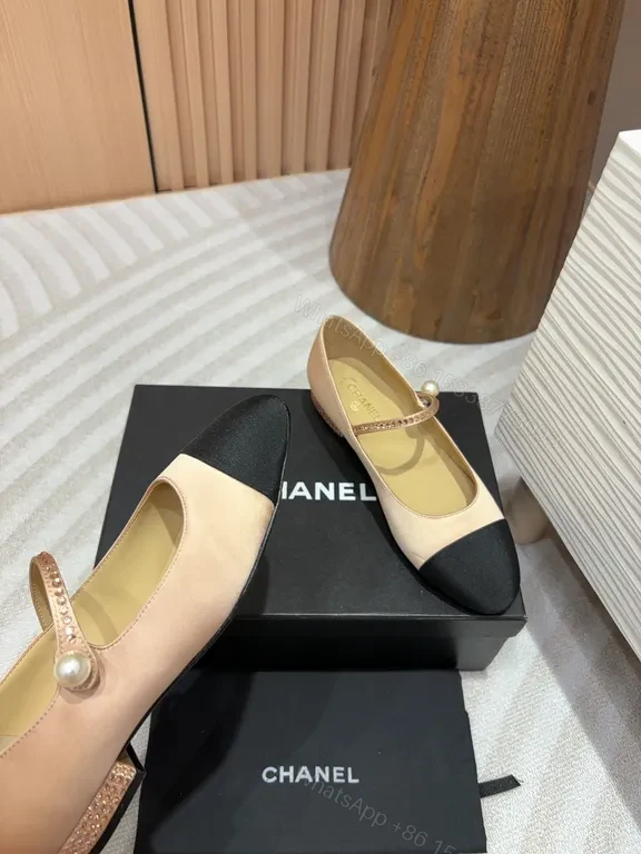 View 3 of Two-Tone Mary Jane Flats: Soft Contrast, Signature Pearl Detail