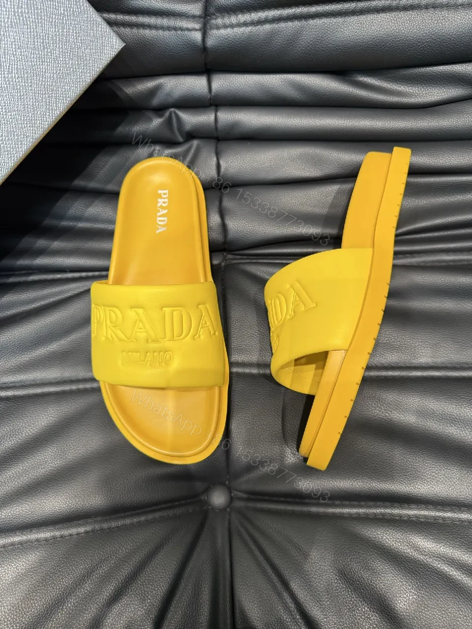 View 4 of Vivid Yellow Slide Sandals – Minimalist Luxury Comfort