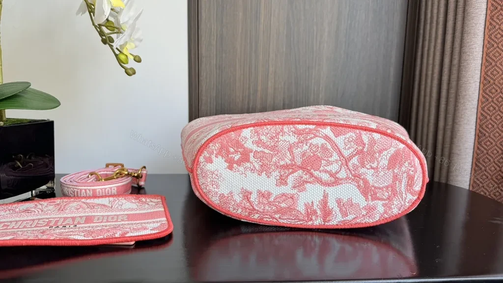 View 6 of Bold Pink Toile Dior Tote & Clutch Set