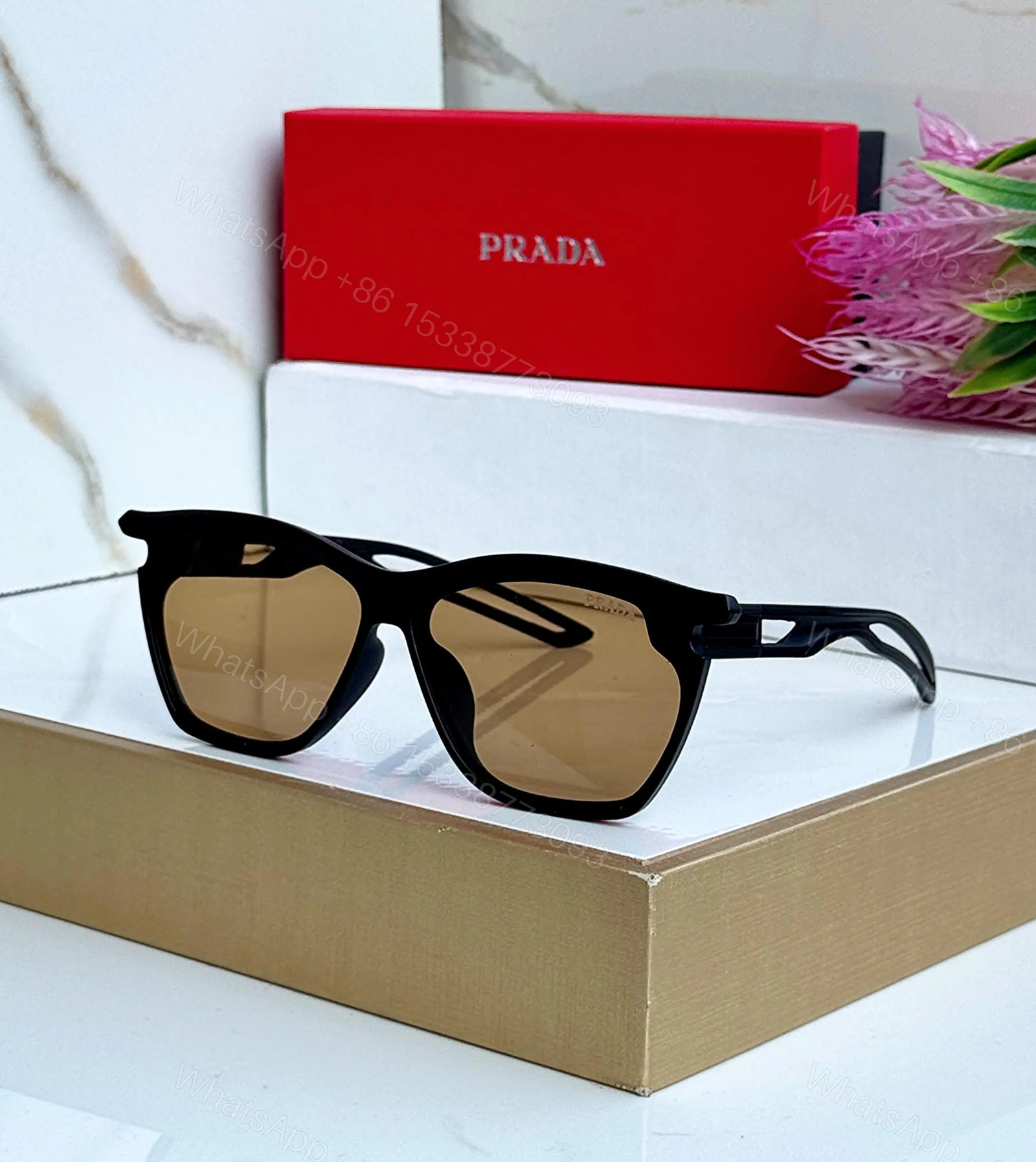 View 2 of Prada Square Black Geometric Sunglasses