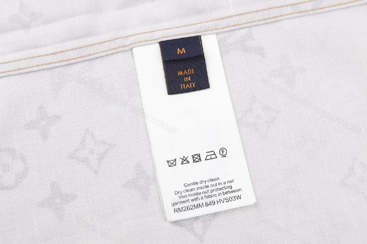 View 7 of Light Beige LV Monogram Floral Short-Sleeve Button-Up Shirt