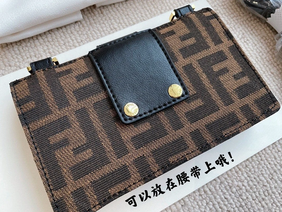 View 9 of Fendi Mini Baguette Brown Fabric Bag