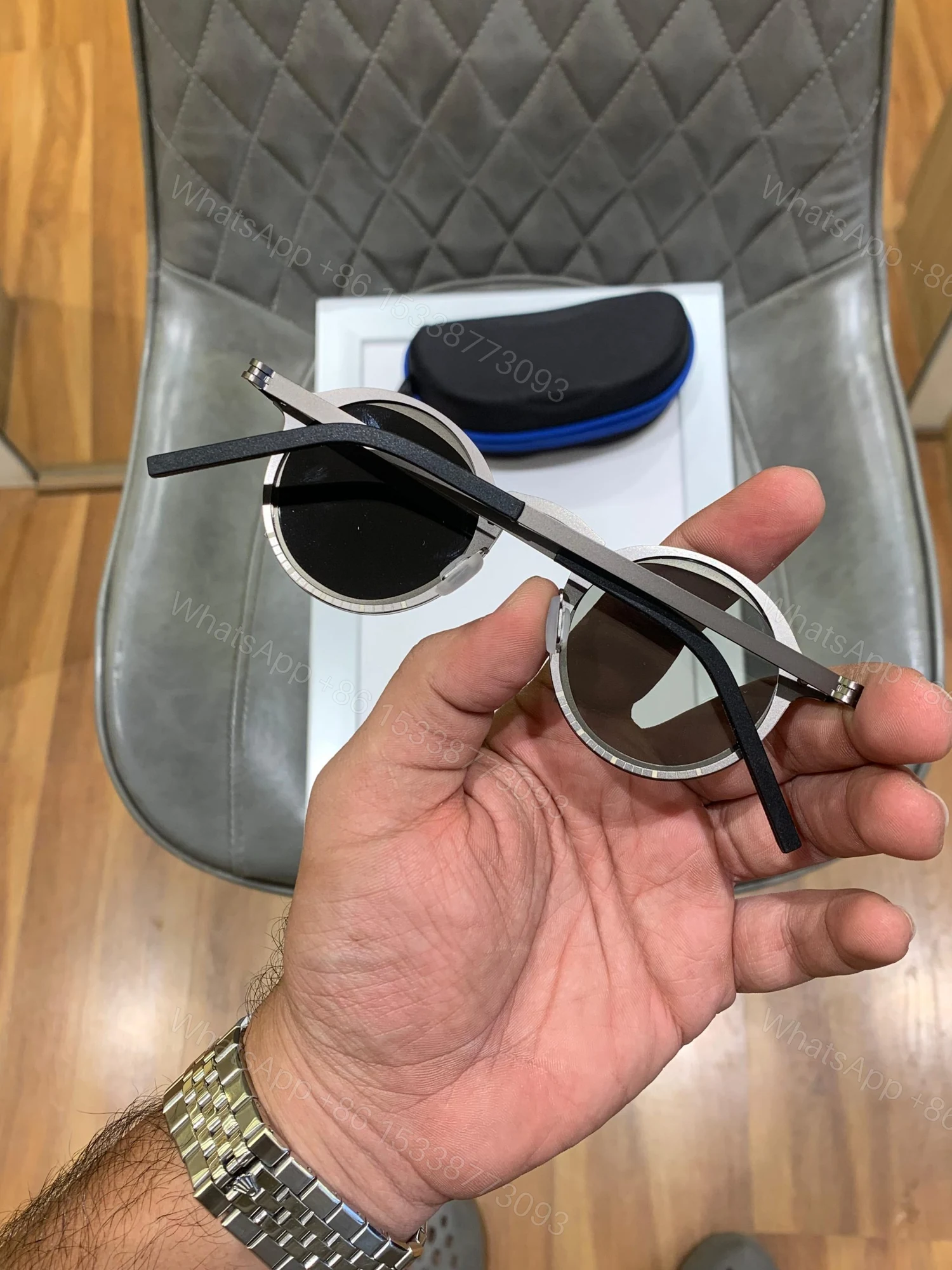 View 4 of FIRST COPY Round changeable 5202 black sunglasses