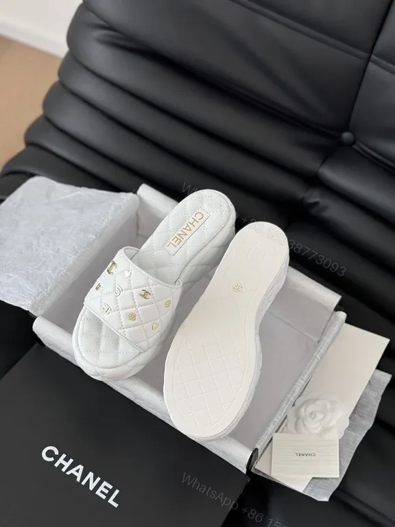 View 9 of Chanel-Inspired Quilted White Slides: All-Day Comfort