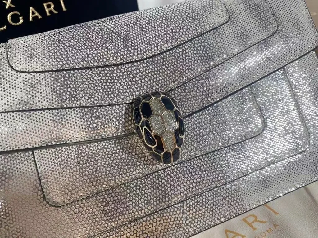 View 3 of Statement Metallic Handbag: BVLGARI x Katrantzou Bracelet Clasp Crossbody
