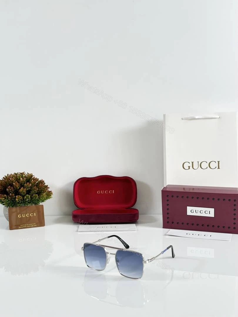First Copy Gucci 5055 Silver Blue Sunglasses — view 1