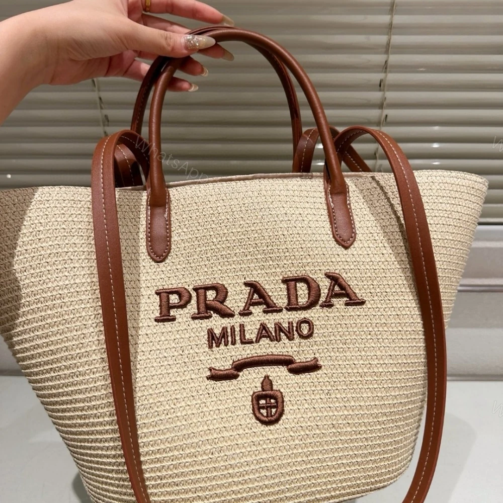 View 2 of PRADA LARGE RAFFIA AND SHOPPING BAG 25CM
