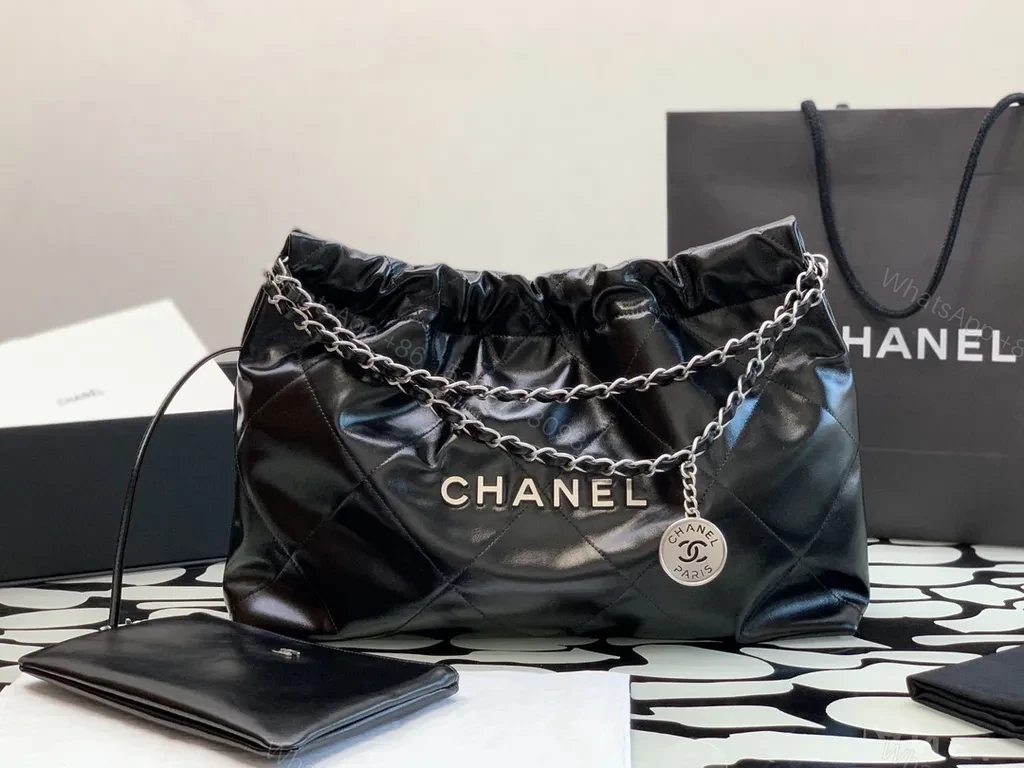 View 9 of Chanel-Inspired Quilted Black Leather Tote: Luxury That Moves