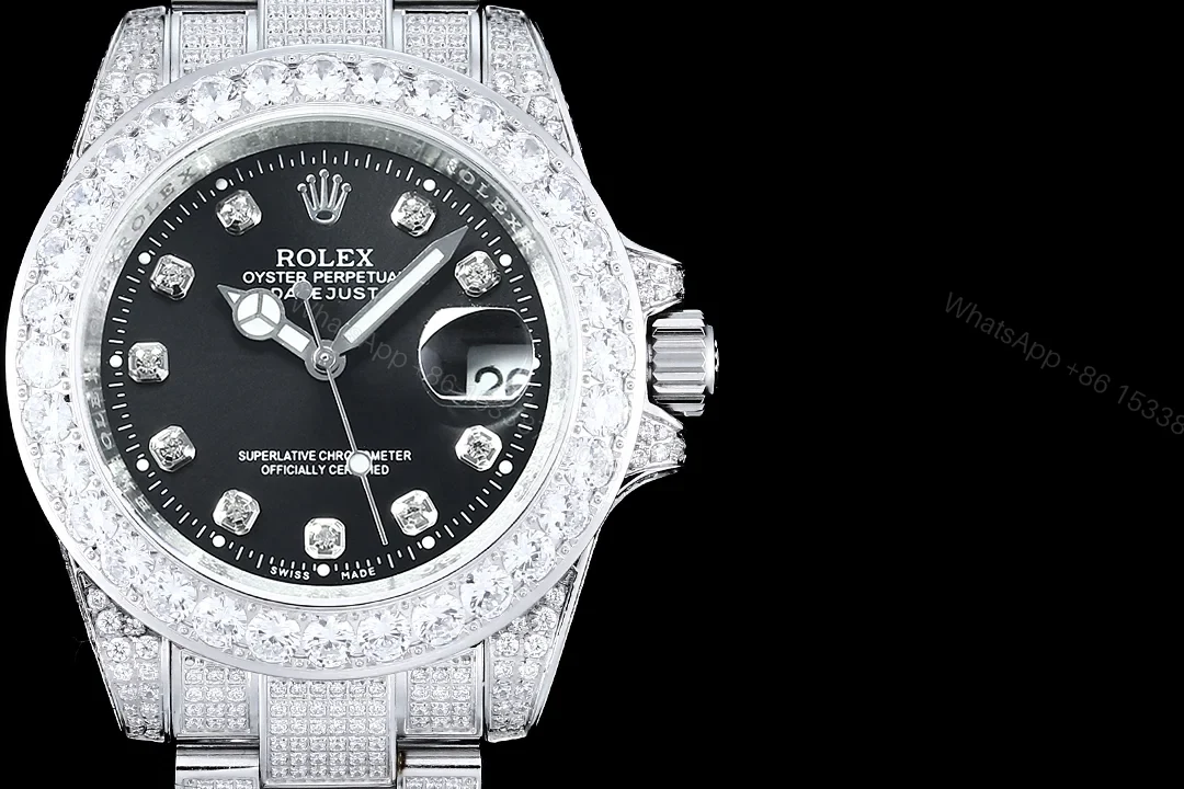 View 2 of Rolex Full Iced Diamond Case Bracelet Luxury Watch 42mm Ultimate Edition RG-ROLEX-FULL-ICED-DIAMOND-904-42
