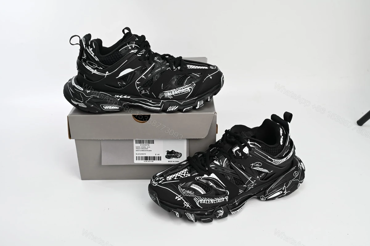 View 2 of Balenciaga Track Black Black-And-White Painting 542023 W3SR2 2315