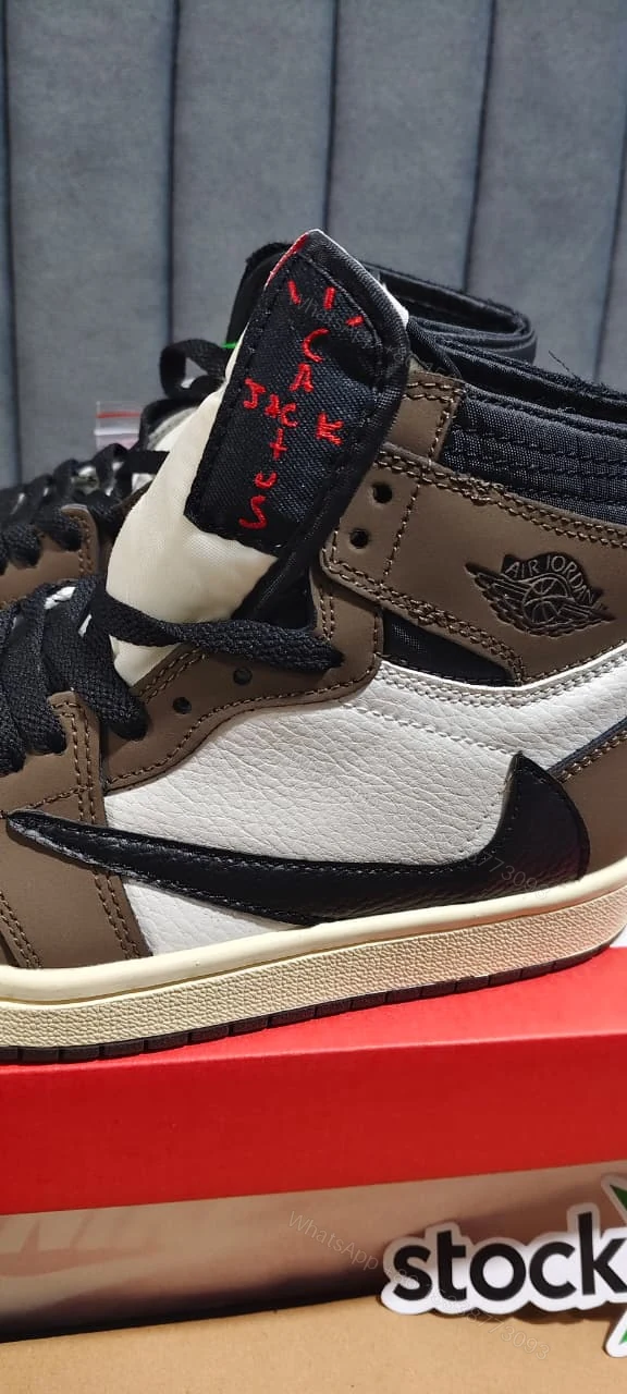View 4 of First Copy Nike Air Jordan 1 x Travis Scott Brown High