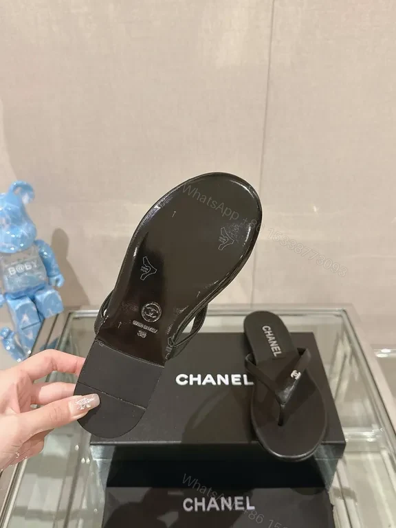 View 5 of Minimalist Black Chanel-Inspired Flip-Flops: Luxe Comfort Sandals