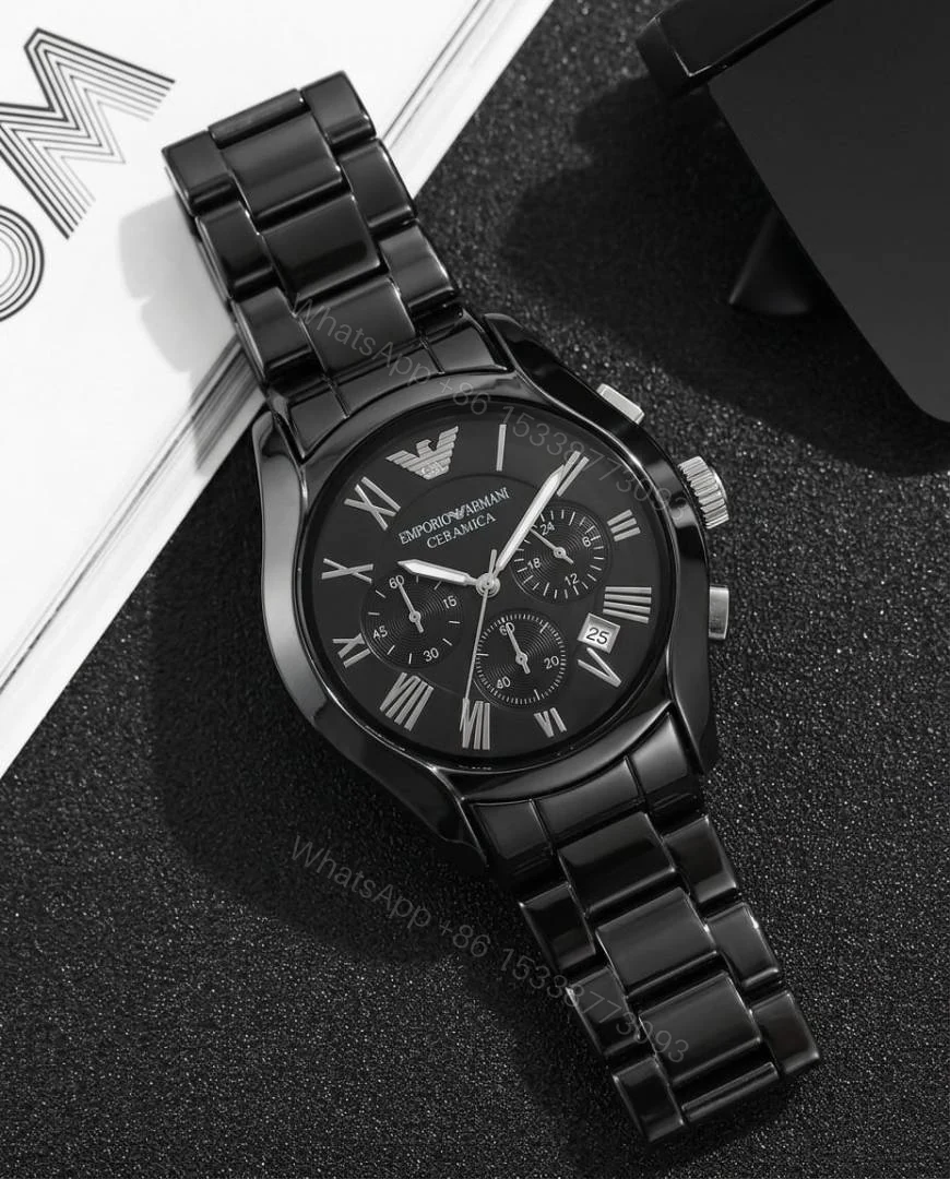 View 2 of First Copy Emporio Armani Ceramic Black Silver Luxury Watch