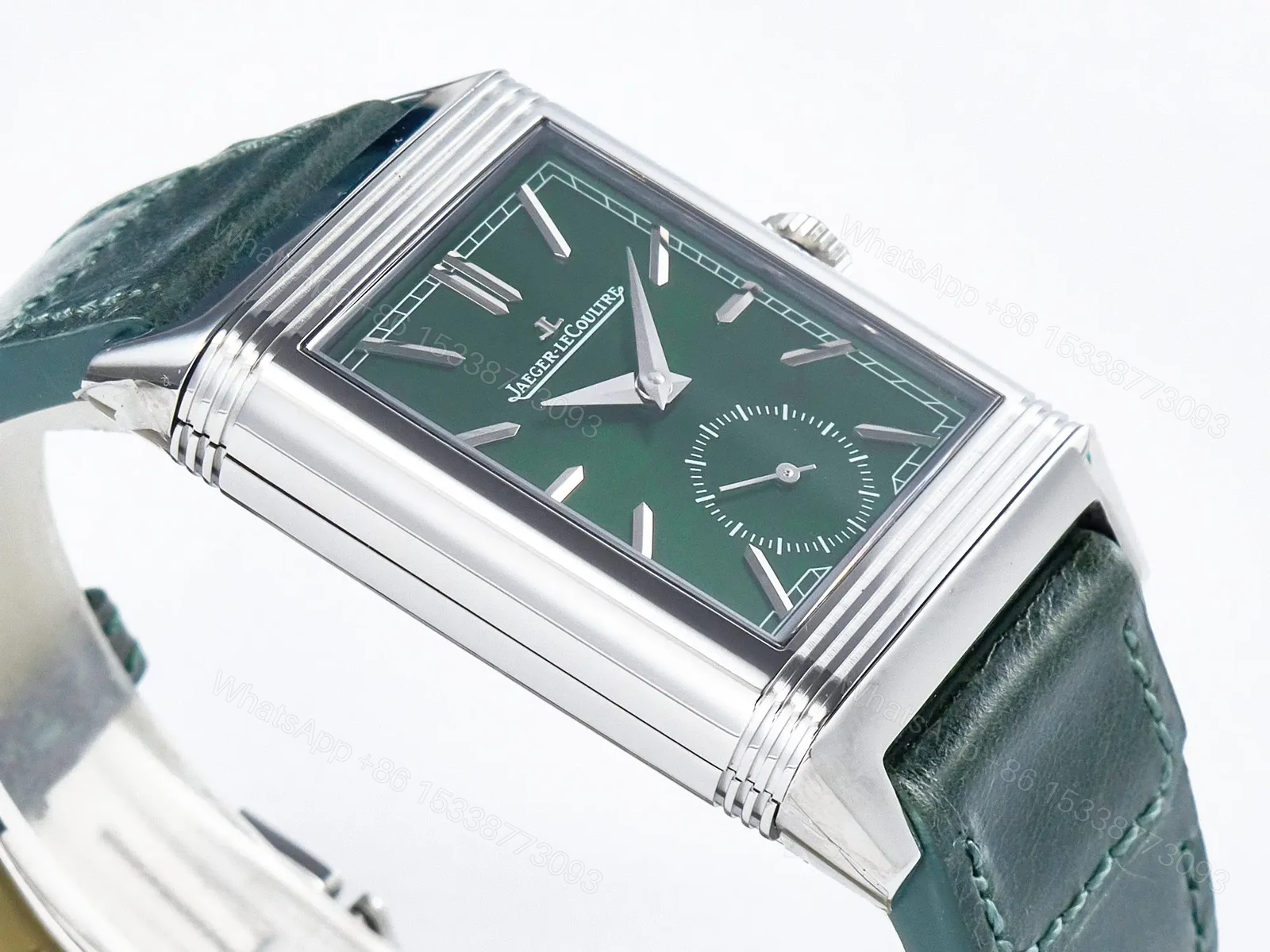 View 7 of Reverso Classic Duoface Small Seconds SS MGF Best Edition White Textured Dial on Black Leather Strap A854A