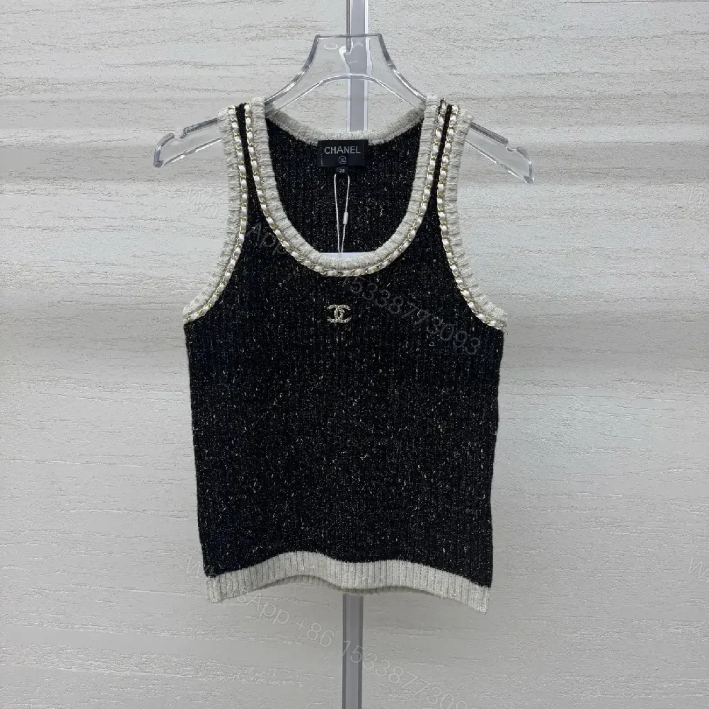 View 7 of Textured Tweed Knit Tank with Crystal Trim
