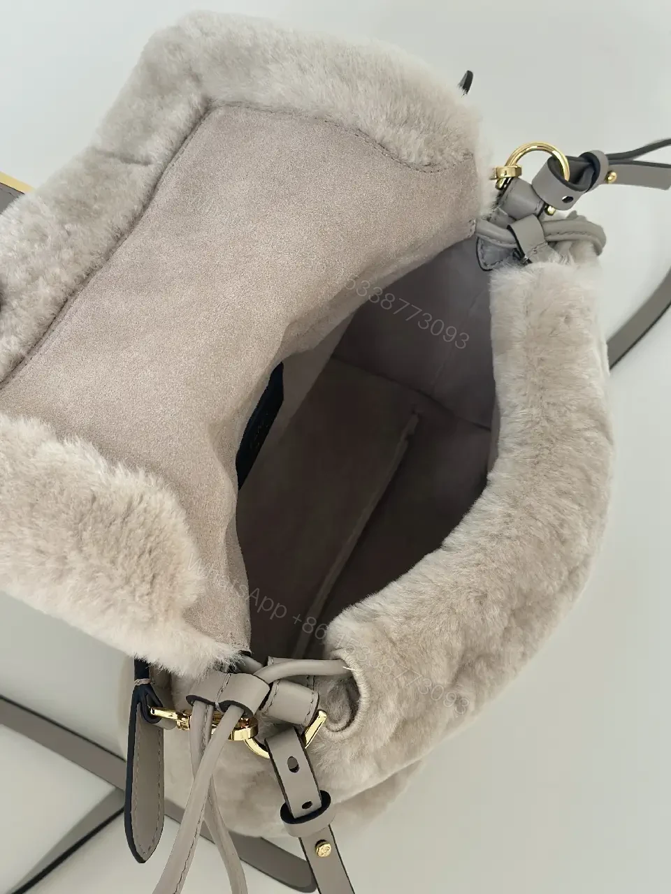 View 4 of Chic Plush Satchel: Textured Luxury with Signature Hardware