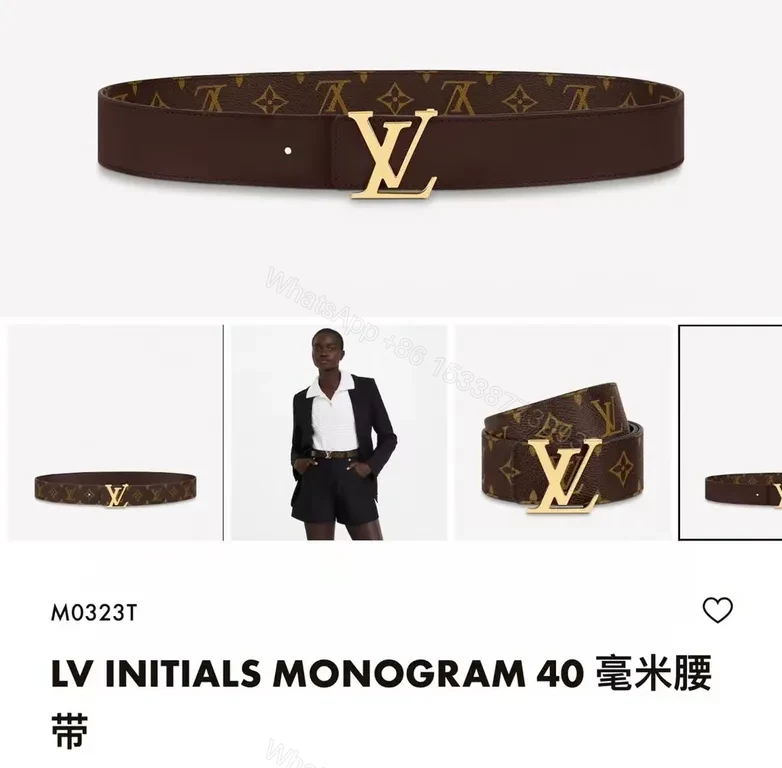 Brown Canvas LV Monogram Belt â€“ 40mm Gold Buckle, Luxury Style — view 1