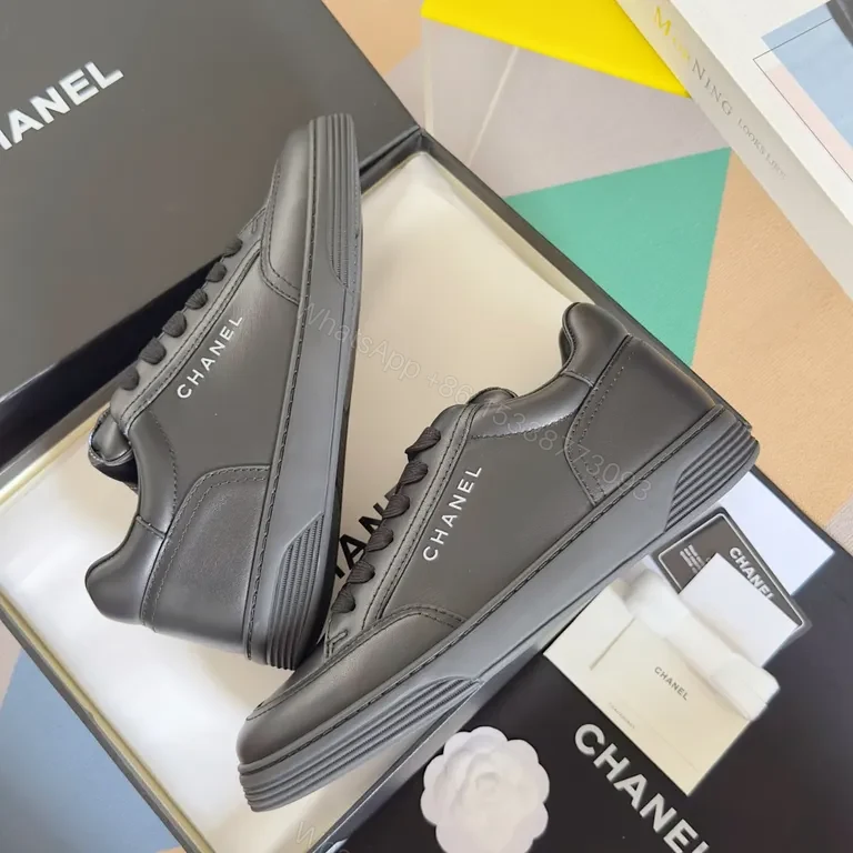 View 4 of Chanel-Inspired Black Leather Sneakers: Discreet Luxury Comfort