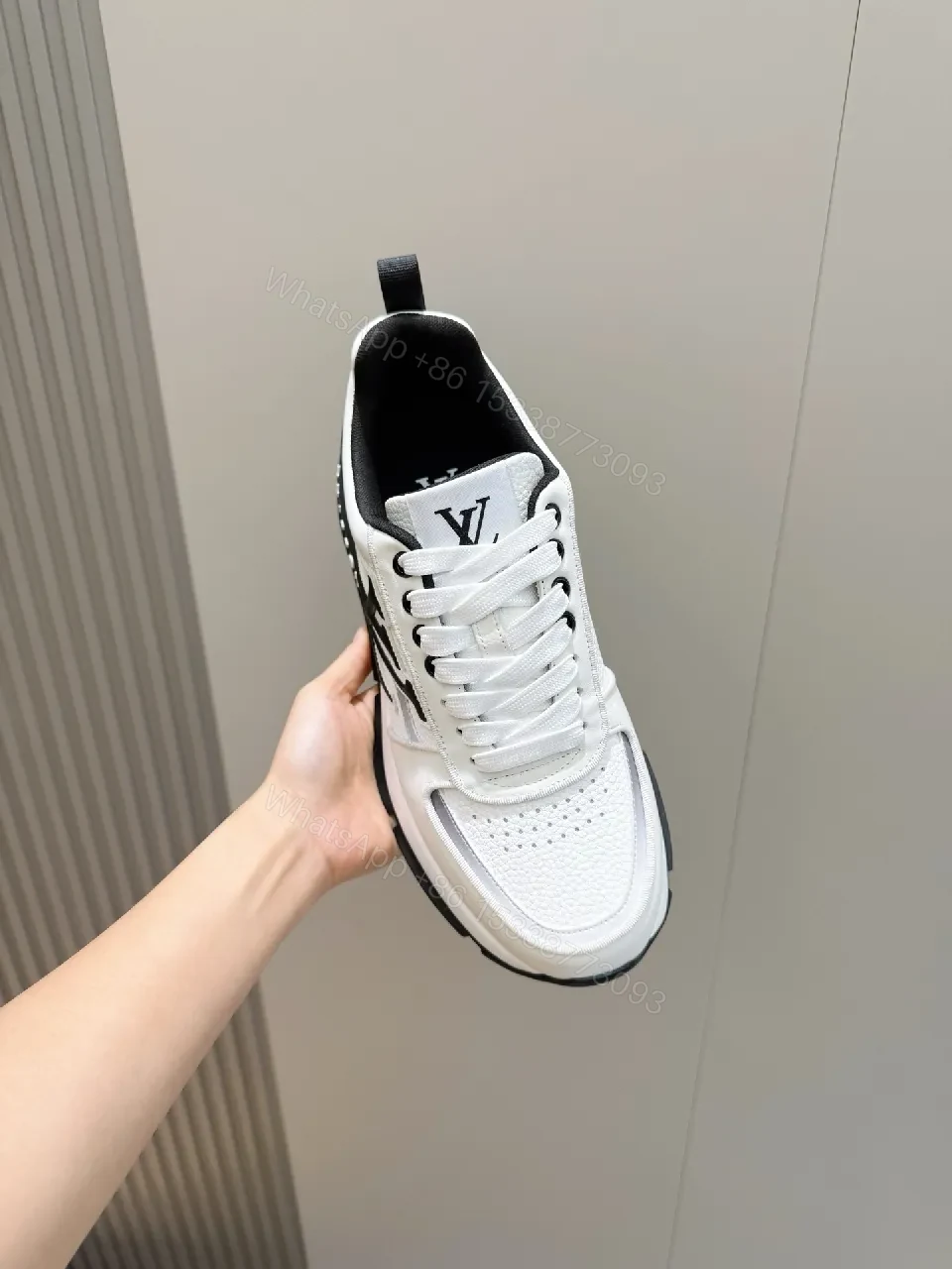 View 3 of White & Black Leather High-Tops with Luxe Detailing — Everyday Couture