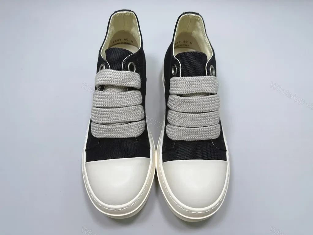 View 3 of Black Canvas Sneakers with Thick Off-White Sole - Luxury Casual Sneakers