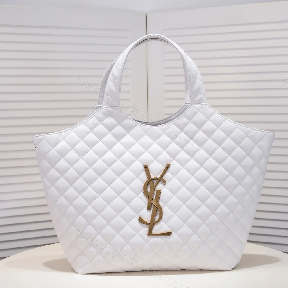 View 2 of Saint Laurent Icare Maxi Shopping Bag In Quilted White 50Cm 698651AAANG1000