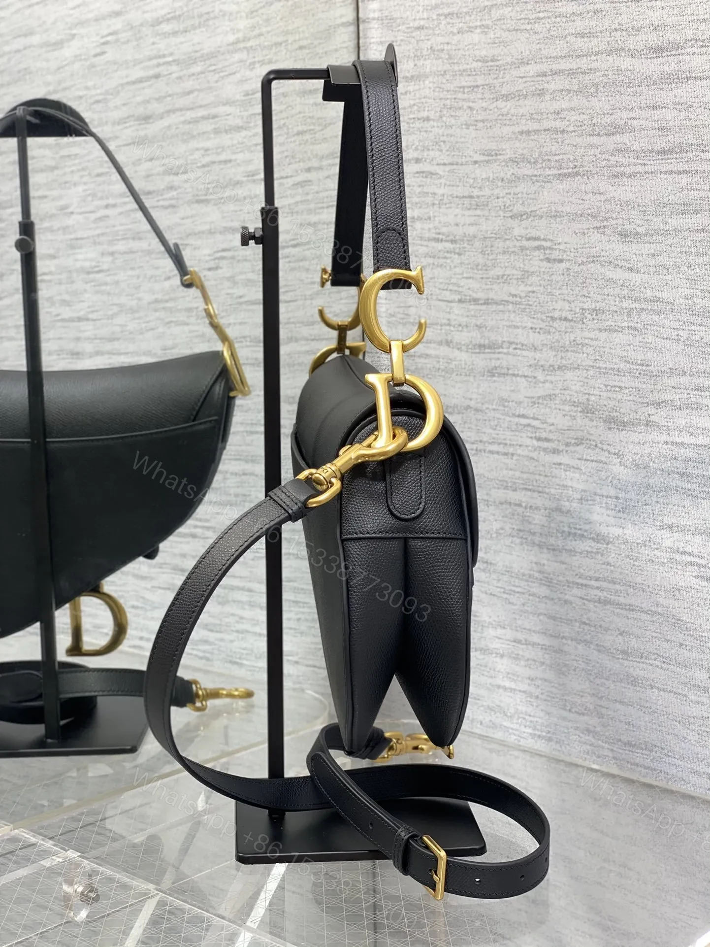 View 4 of Christian Dior Saddle Bag in Black Gold Hardware
