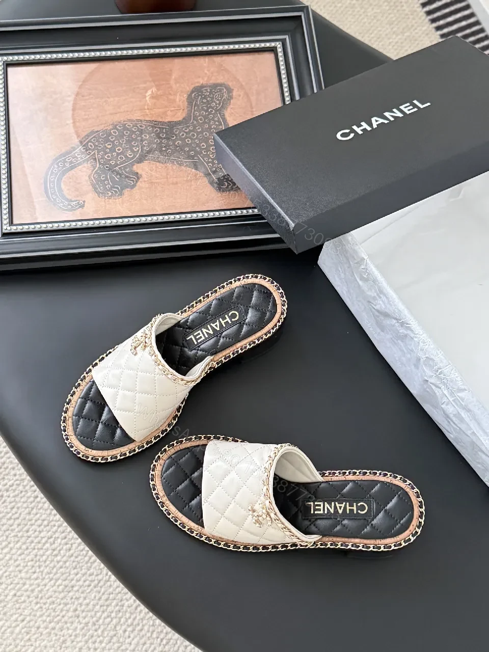 View 8 of Quilted Mule with Chain Trim – Luxury Comfort Slide