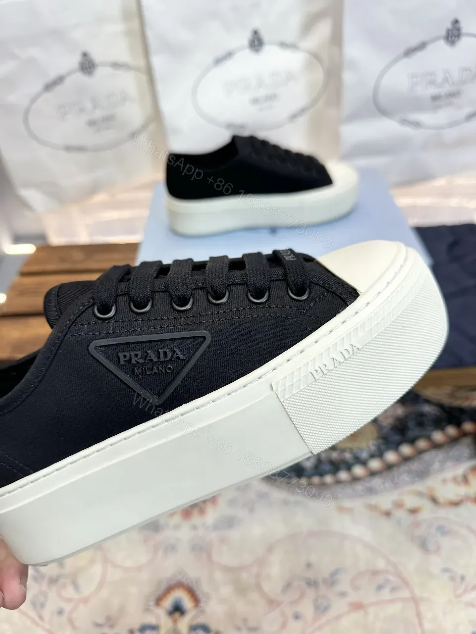 View 7 of Black Canvas Platform Sneaker - Luxe Streetwear Style, Comfortable
