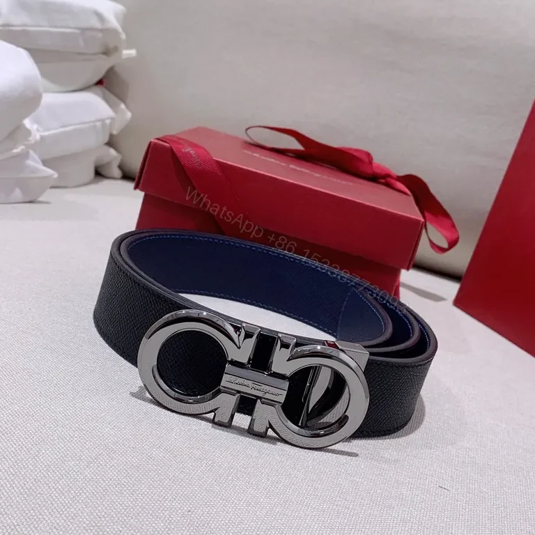 View 2 of Gancini Belt: Black Italian Leather, 38mm, Italian Craftsmanship