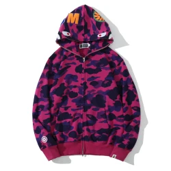 View 5 of BAPE Color Camo Shark Zip Hoodie Purple 4580793338444