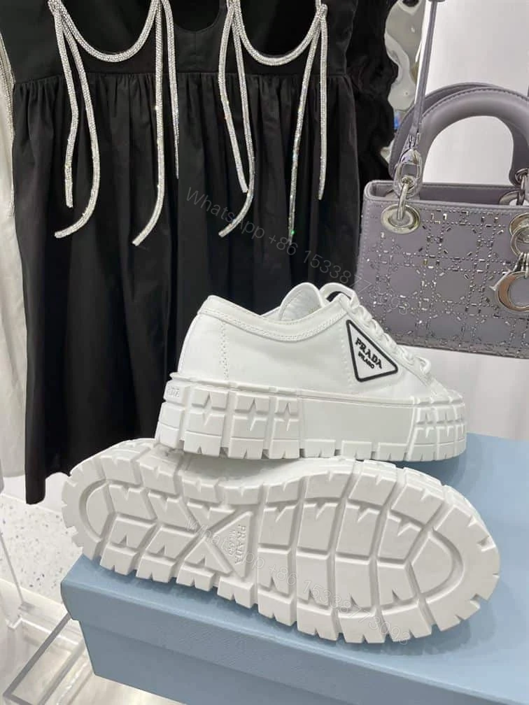 View 8 of PRADA DOUBLE WHEEL RE-NYLON GABARDINE SNEAKERS WHITE – PRD083