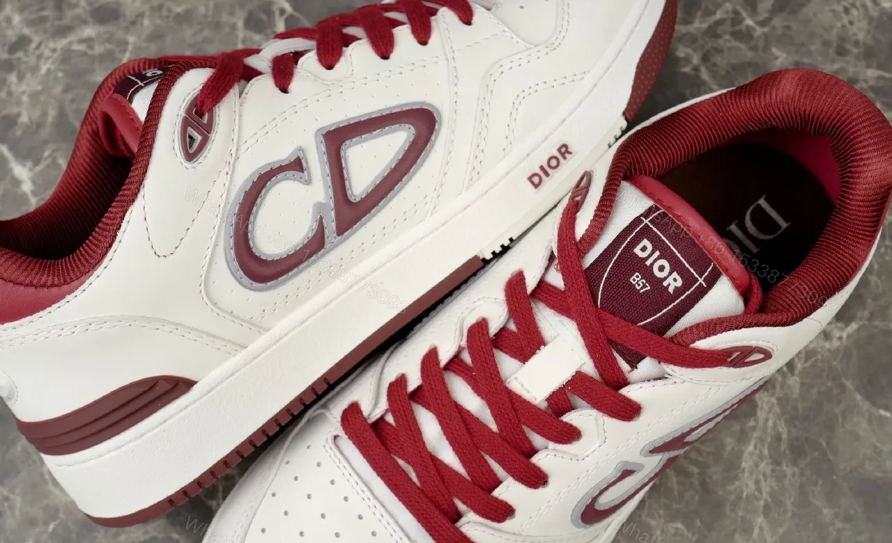 View 6 of White Leather Burgundy-Accent Sneakers: Luxe Comfort, Sporty Chic