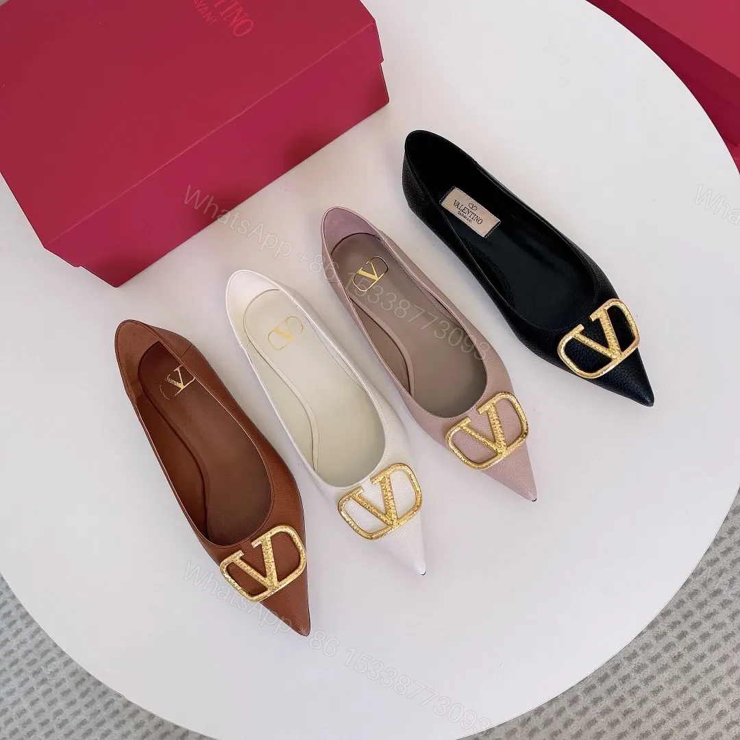 View 7 of Valentino Women Pink Leather Pointed Flats