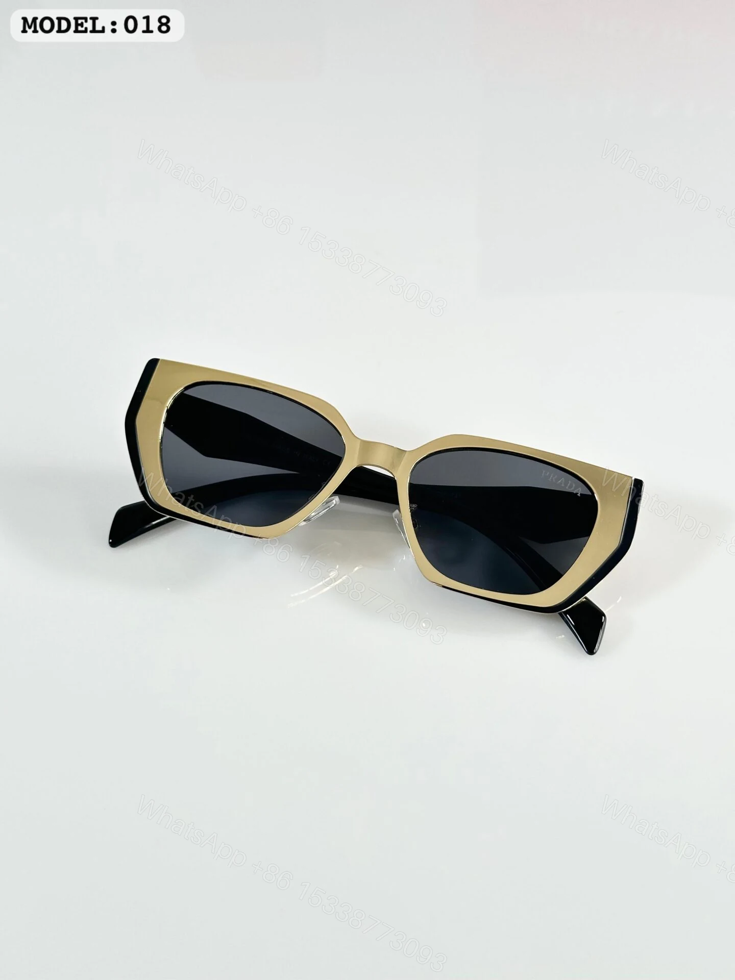View 3 of Prada Square Black-Gold Sunglasses