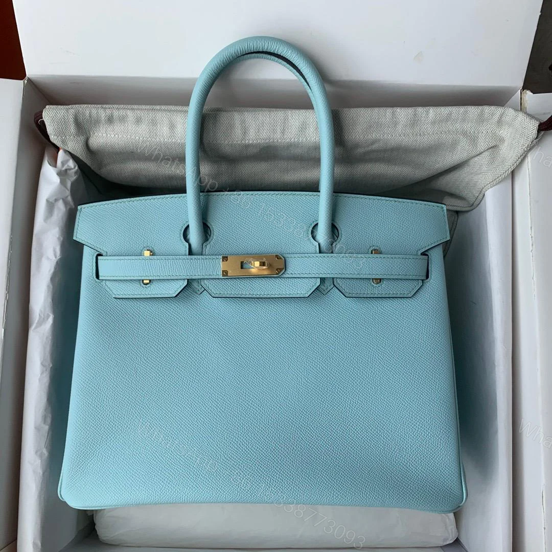 View 4 of Hermes Birkin 30 Gold Hardware Blue Atoll 30cm