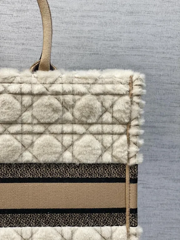 View 8 of Cream BouclÃ© Cannage Tote - Couture Texture, Dior Signature