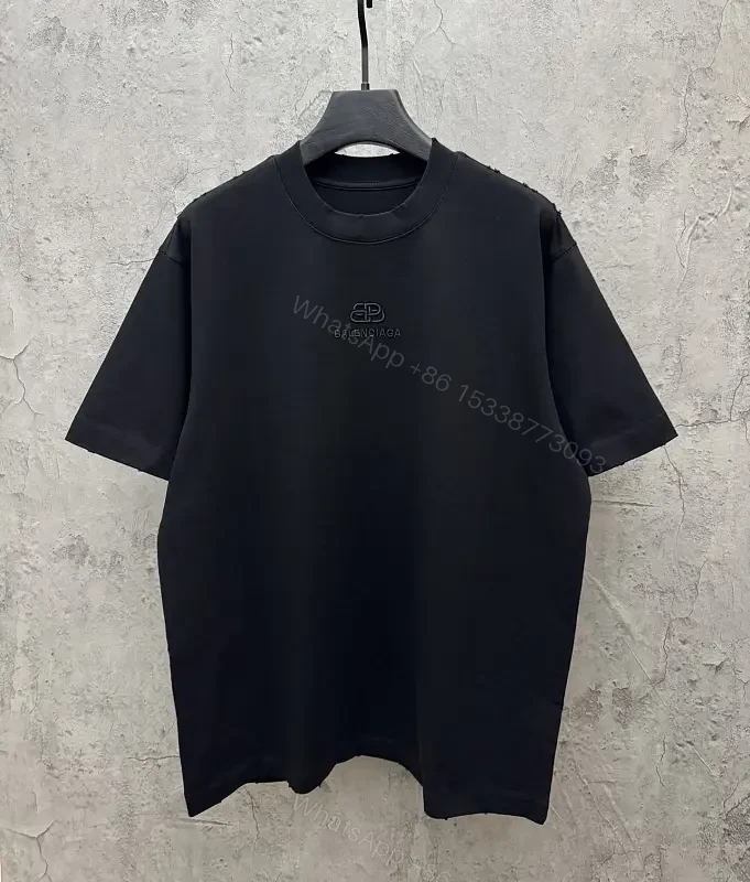 Textured Logo Black Knit Tee – Oversized Luxury Streetwear — view 1
