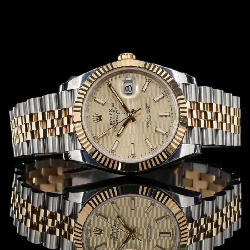 View 4 of Rolex Date Just 41mm Gold Dial Automatic Stainless Steel