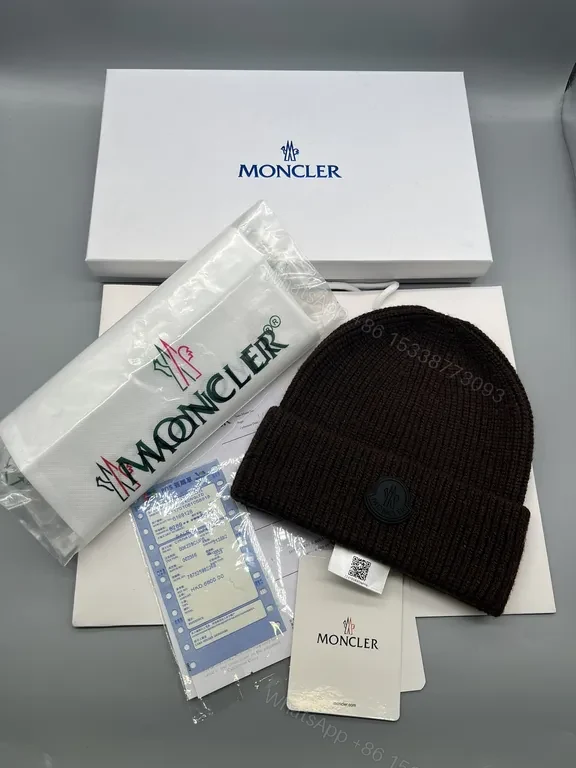 View 8 of Beige Moncler Ribbed Beanie â€” Premium Warmth & Subtle Luxury