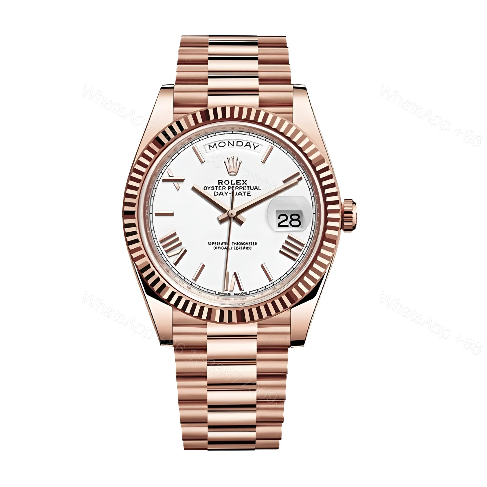Rolex Day-Date 228235 KW Rose Gold White Dial Replica — view 1