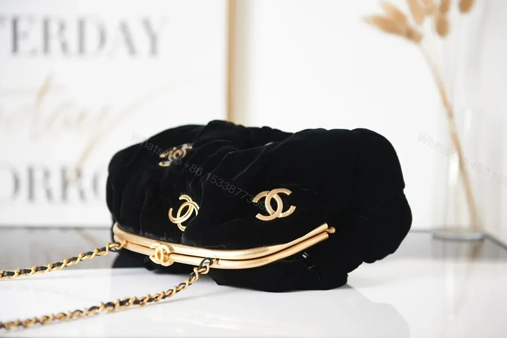 View 9 of Velvet & Gold Chanel-Inspired Clutch: Sophisticated Evening Utility